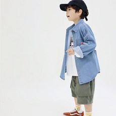 sonyun market 男童款愛心標籤牛仔襯衫