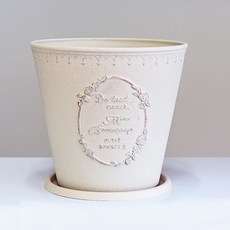 Garden in the City 復古文字印花花盆, 白色的