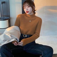 루나걸 여성용 심플로 목폴라 니트