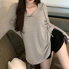 Goodif 女款深開衩輕薄連帽T恤