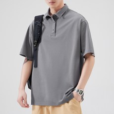 남성용 DM 미니멀 카라 반팔 티셔츠
