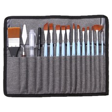 Liz Janey 美術用品現代油畫畫筆 18 支 + 套組 02 畫筆藍色, 1套, 18種