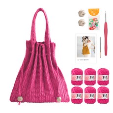 OliO 야나 단색 플리츠백 바늘 부자재포함 DIY 패키지 M, 748 핫핑크, 1세트