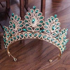 Damon 華麗串珠點綴婚禮頭冠 MNB009, 金色綠, 1個