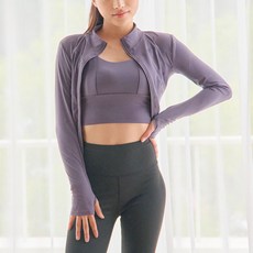 장사부 여성용 요가 필라테스 크롭 집업 자켓