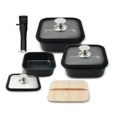 LOVECOOK 電磁爐適用IH方形多功能把手鍋具湯鍋組 8個, 8種, 混色