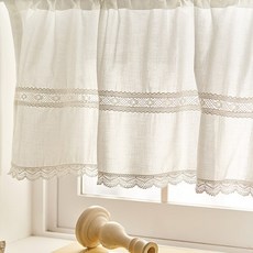 DECOVIEW 純蕾絲廚房短窗簾, 白色