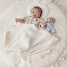 MISO NATURE 嬰幼兒條紋莫代爾毯, 象牙白