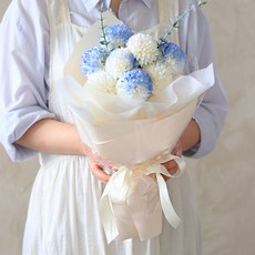 센트바스켓 조화 퐁퐁국화 꽃다발, 블루, 1개