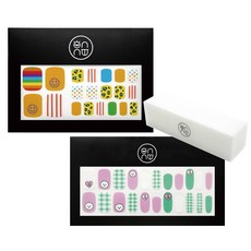 ONNU 美甲凝膠足貼 時尚王款+美甲貼 比熊微笑款+指甲拋光棒, 混色, 1組