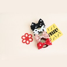 하라로이 여아용 엠보 도트 쫑긋 리본 집게핀 4종 세트