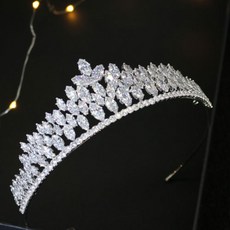 지르콘 공주 웨딩 헤어 파티용품 티아라, 실버, 1개