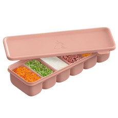 Attirabbit 矽膠雙層密封纖薄分裝盒 6格 420ml Atti玫瑰色, 1個, 玫瑰粉