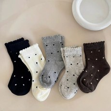조이멀티 아동용 도트땡땡이 중목 양말 5켤레 세트