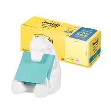 3M Post-it 彈出式飲水機泰迪熊+便簽 KR330-20A, 白色（泰迪熊）、黃色、綠色、粉色（便利貼）, 1套