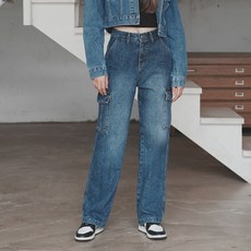 와르 여성용 와이드 데님 워크팬츠