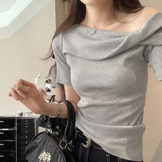 PEONIST 女款扭結露肩上衣 短袖T恤
