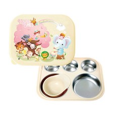 태림유아월드 밀폐형 유아식판세트, 아이보리, 식판 + 뚜껑, 1개