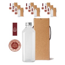 方形荷蘭PET容器1000+鋁蓋+盒子+LB3貼紙套組, 10組