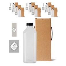 方形荷蘭PET容器1000+黑帽+盒子+LB8貼紙套組, 10組