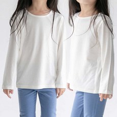 예루예나 아동용 실켓 실크 레이온 스판 기본 기팔 라운드 티셔츠 2p