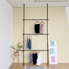 리빙해피 국내생산 버츄나인라이트 25mm 바지걸이 설치형 3단 행거, 블랙