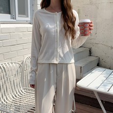 린다샵 여성용 슈트리 라운드넥 소프트 잔골지 가디건 cpcd3280k48