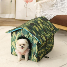 하루재 겨울 길 실외 고양이 집, 그린, 1개