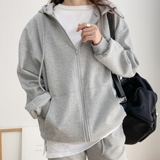 基本款 overfit 拉絨兜帽拉鍊