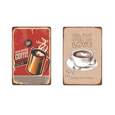 I Love Home 咖啡廳復古錫製裝飾海報 2入