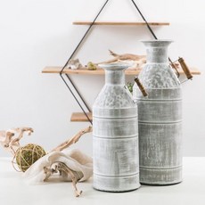 聖誕節金色木柄鐵桶 2件組, 灰色