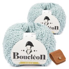 브랜드얀 부클레옹 뜨개실 2p + 솔트레지 + 가죽라벨 세트, 308연청데님(뜨개실), 골드(솔트레지), 카멜(라벨), 1개