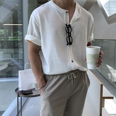 마켓에이 남성용 스코 라운드넥 반팔 니트 가디건 T25SS3-A1808