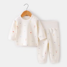 JOYMULTI 童款米色系護肚長袖家居服套裝