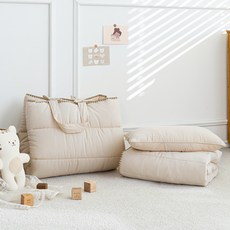 Ma lolotte Nursery School午睡毯+墊+枕頭+枕芯全套特大號, 米色