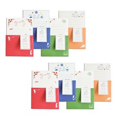 The Somssi 貓咪信紙4款套組, 紅色, 藍色, 綠色, 橘色, 2套