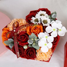 高跟鞋假花愛心香皂花束花盒, 紅色