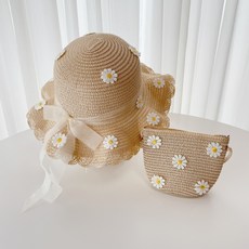 BEASOL 女童雛菊草帽+包包組