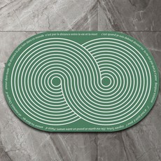 위더홈 모던 슬림 라운드 라인 뽀송 매트 90 x 60 cm, 그린, 1개