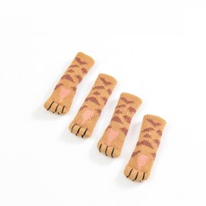 양이 발바닥 소음방지 의자 발 커버, 브라운카모, 4개