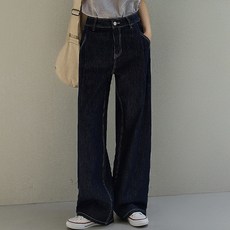 시크폭스 여성용 폴딩 핀턱 와이드 논페이드 생지데님 팬츠 53DP665