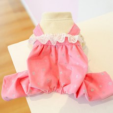 小星星圖案蕾絲連身狗狗服飾 PRDP068, 粉紅色