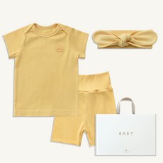 베이비앤아이 여름 골지 모달 실내복 + 리본 헤어밴드 + 쇼핑백 세트