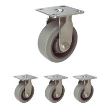 MASTER. S 不銹鋼重型用腳輪 DS 3350 MRB-R 5 重型不銹鋼 灰色橡膠 軸承 灰色 固定 R, 4個