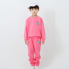 KIDSCREW 兒童愛心鯨魚刷毛運動上下衣套裝