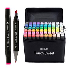 Touch Sweet 雙頭馬克筆 BLACK 套裝, 60色, 1套