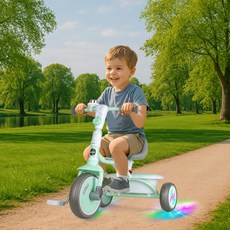 ZOKO LED折疊迷你三輪車, 薄荷綠 + 灰色, 1個