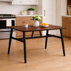 가구느낌 인테리어 해피 테이블, 월넛블랙, 4인용