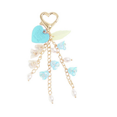 GIRING 파스텔 은방울꽃 하트 키링, 블루, 1개