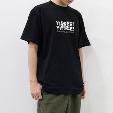 프린트스타 남성용 통기성 YIPPEE 레터링 면 라운드넥 여름 17수 반팔 티셔츠 TSST_21